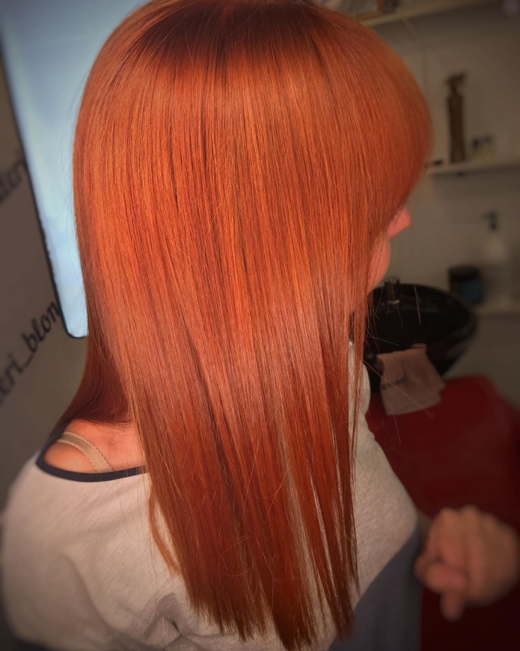 Copper-red hair color