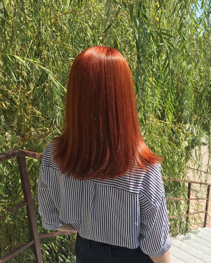 Copper-red hair color