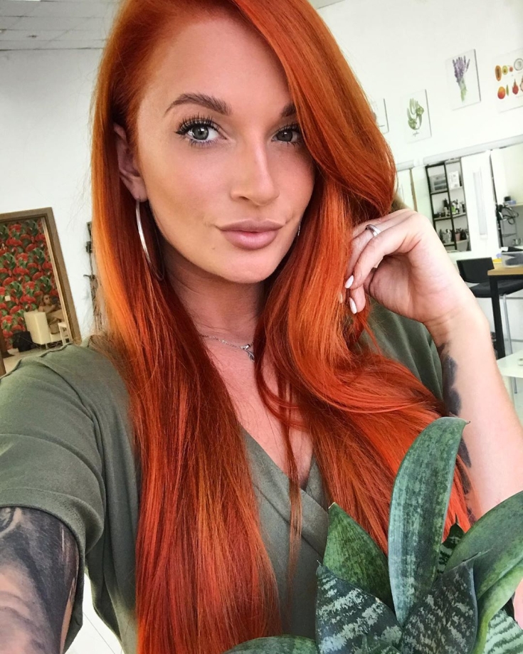 Copper-red hair color