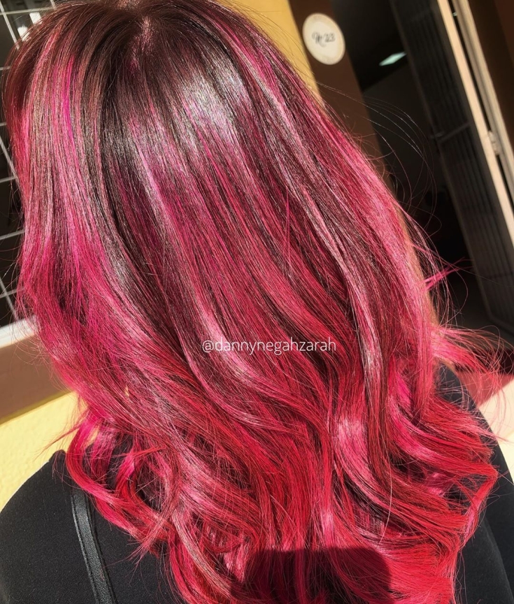 Brown-pink hair color