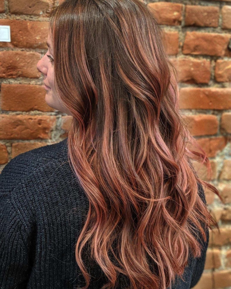 Brown-pink hair color