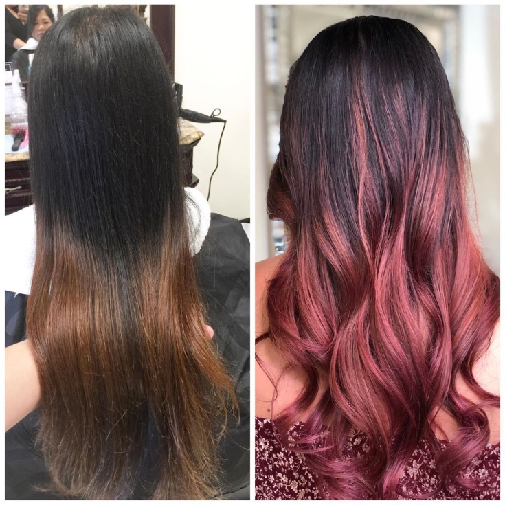 Brown-pink hair color