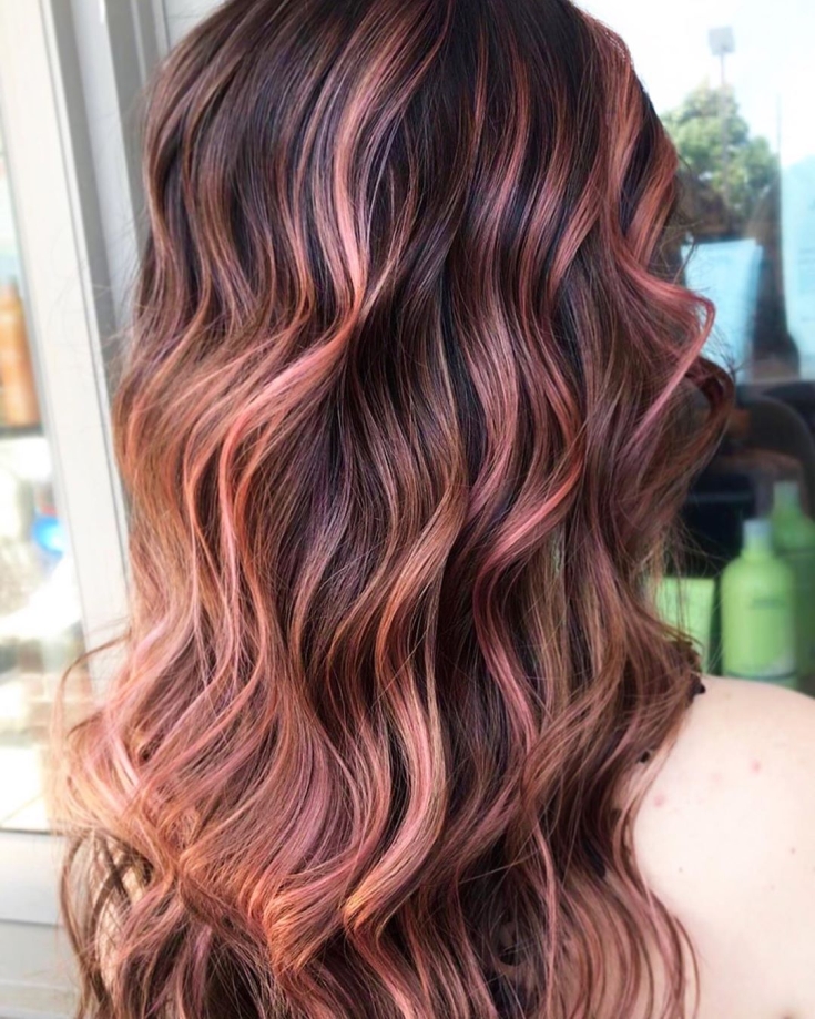 Brown-pink hair color