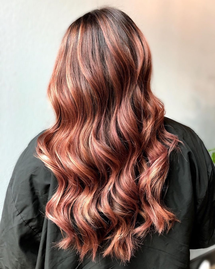 Brown-pink hair color