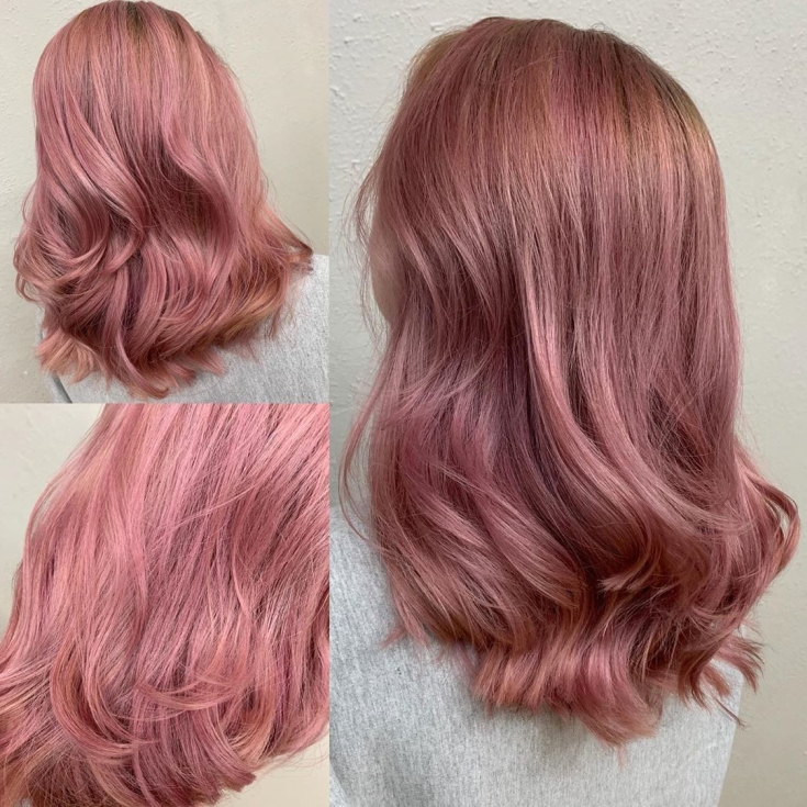 Gray-pink hair color