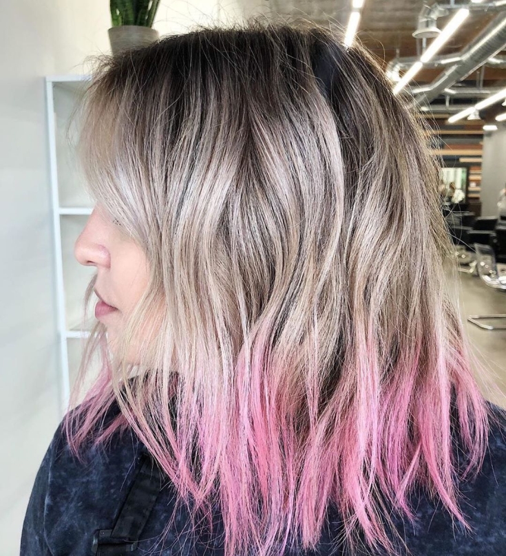 Gray-pink hair color