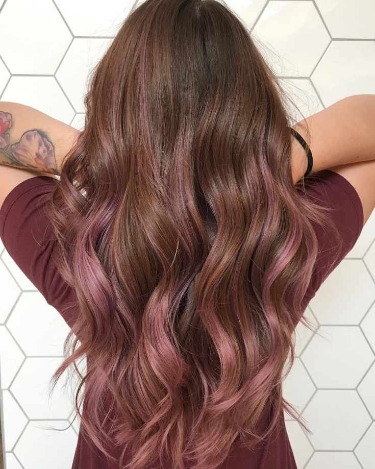 Brown-pink hair color