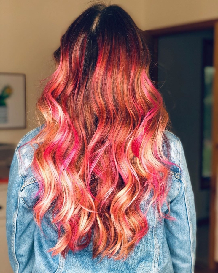 Brown-pink hair color