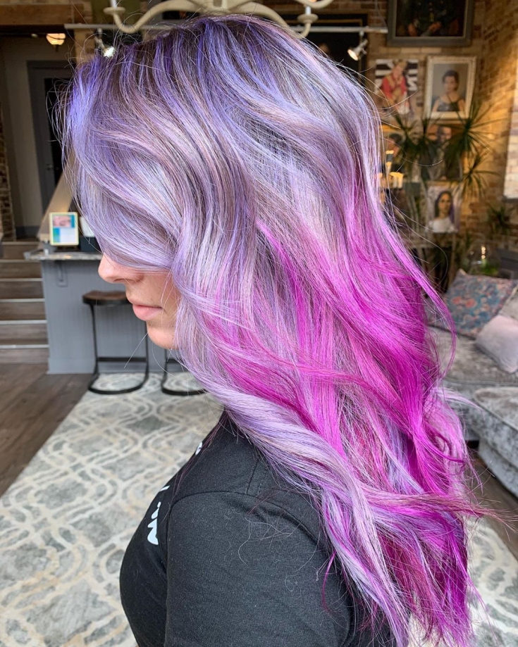 Gray-pink hair color