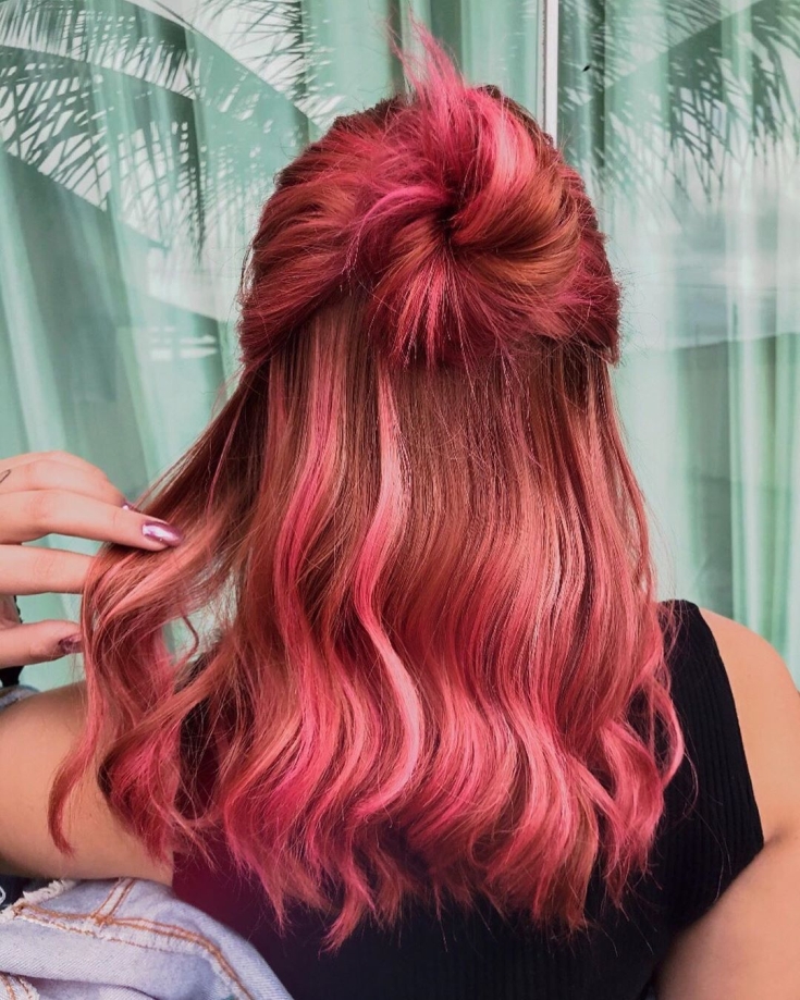 Brown-pink hair color