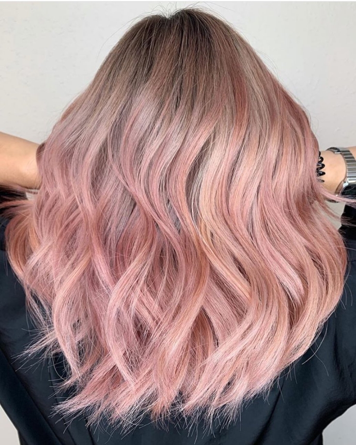 Gray-pink hair color