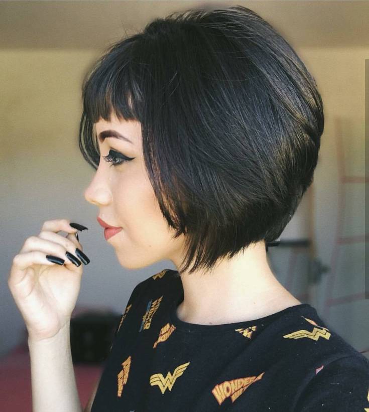 (+180 photos) Black hair color for short hair