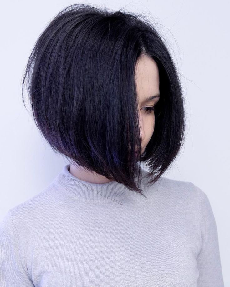 (+180 photos) Black hair color for short hair