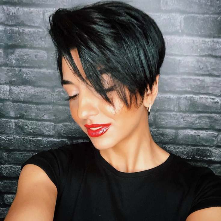 (+180 photos) Black hair color for short hair