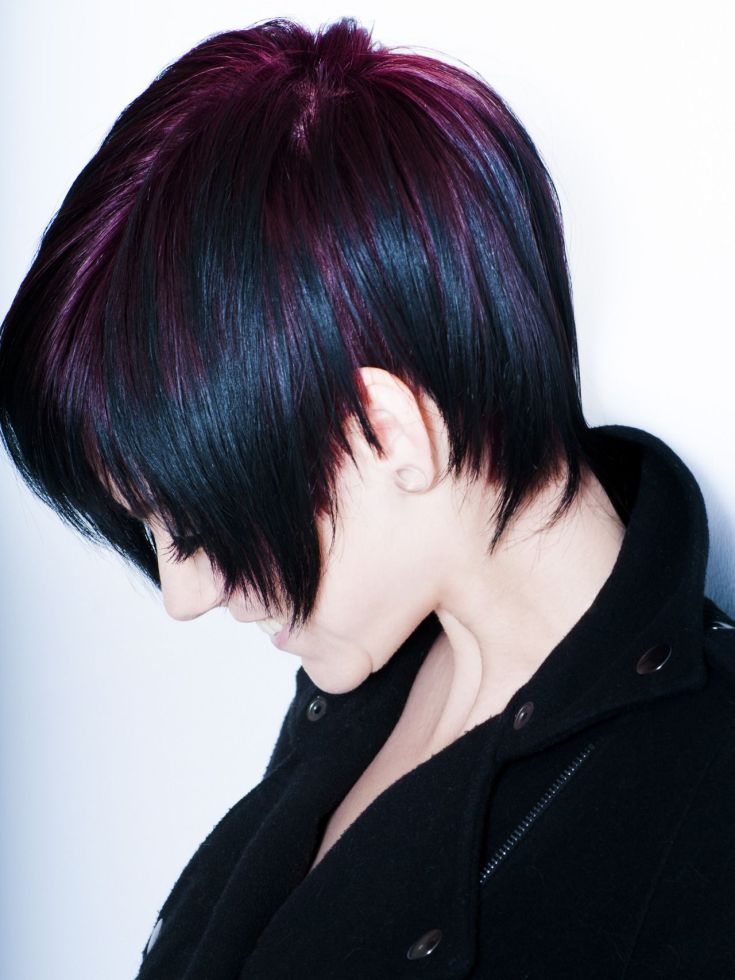 (+180 photos) Black hair color for short hair