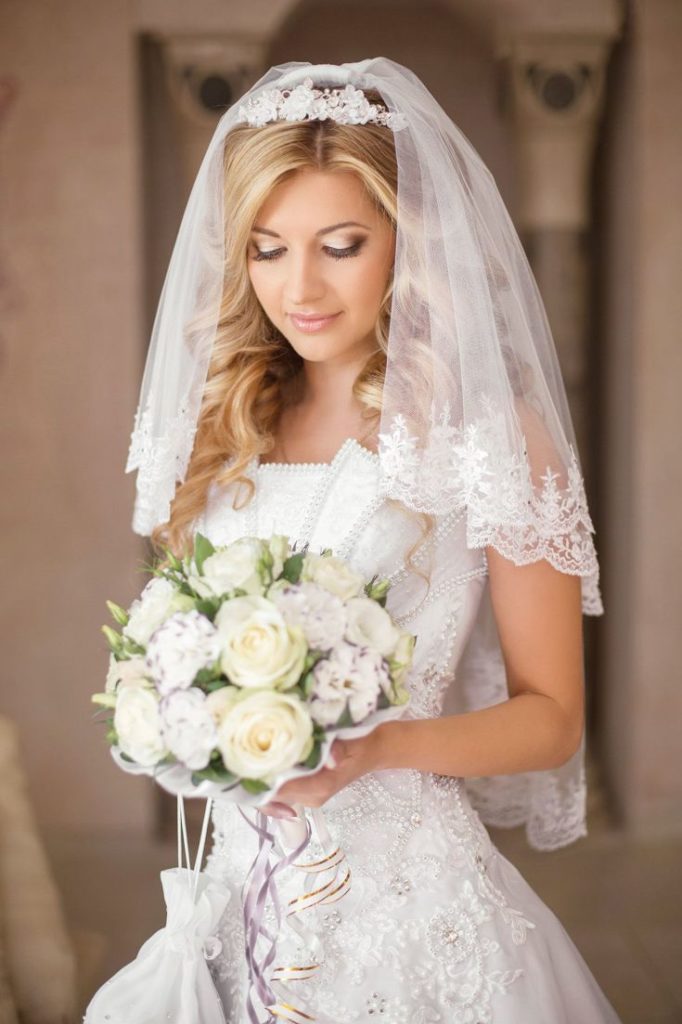 (+240 photos) Wedding hairstyles for long hair with a veil