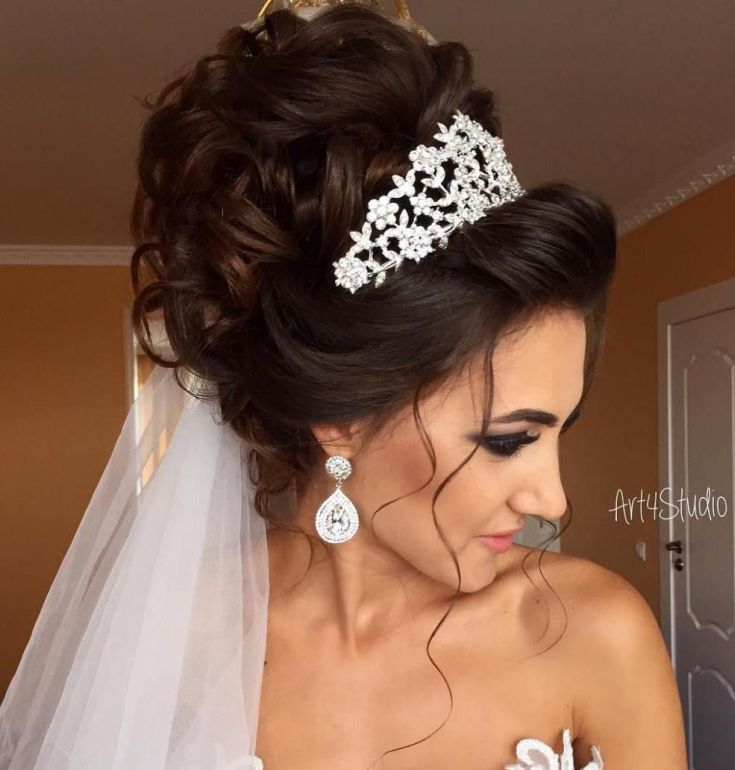 (+240 photos) Wedding hairstyles for long hair with a veil