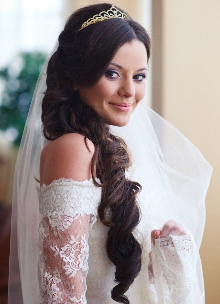 (+240 photos) Wedding hairstyles for long hair with a veil