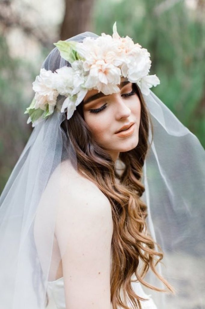 (+240 photos) Wedding hairstyles for long hair with a veil