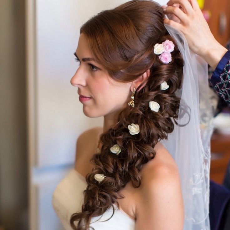 (+240 photos) Wedding hairstyles for long hair with a veil