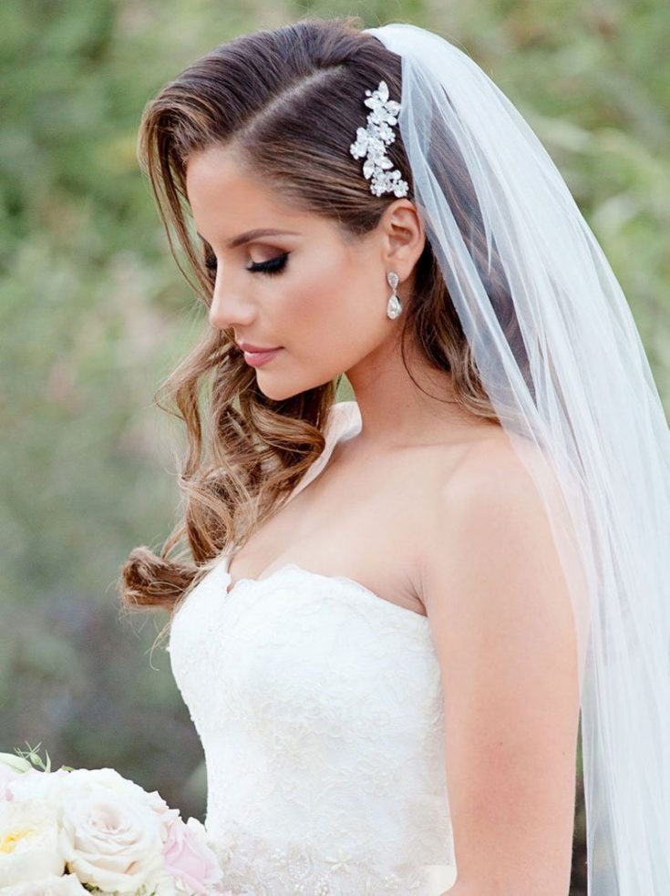 (+240 photos) Wedding hairstyles for long hair with a veil