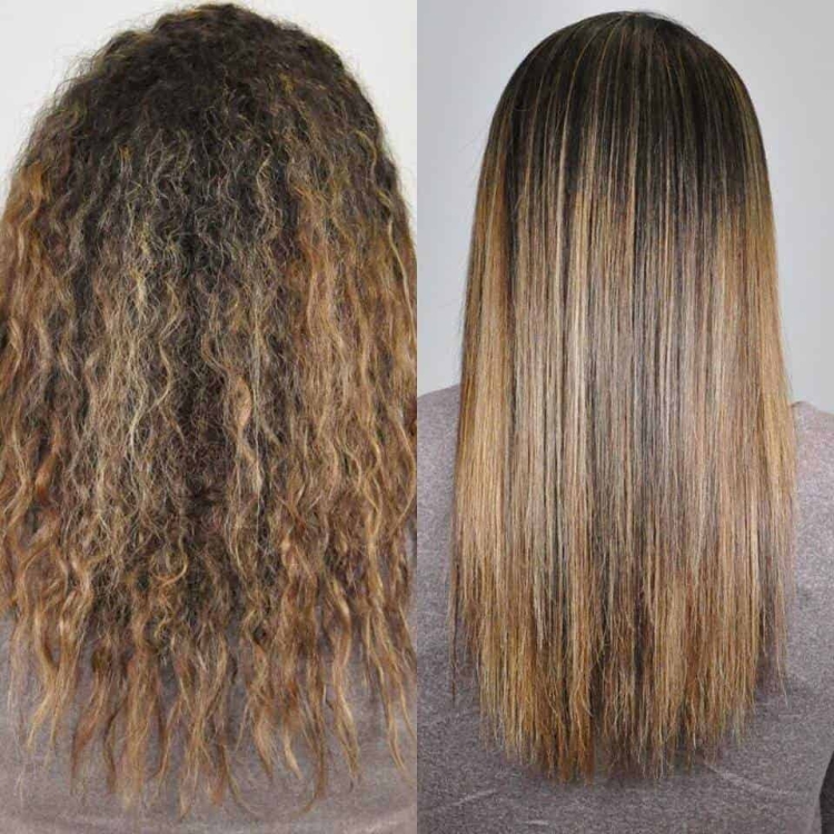 Keratin hair straightening