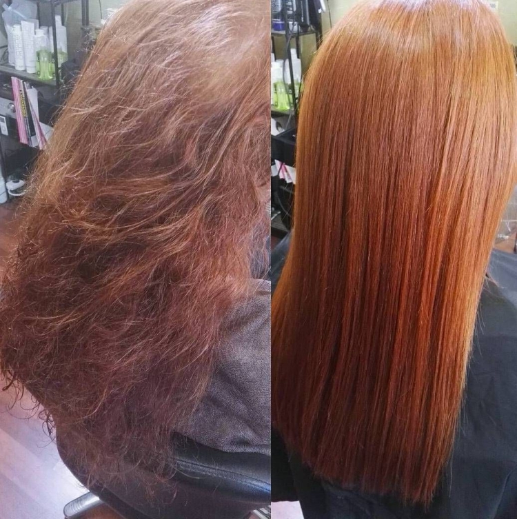 Keratin hair straightening