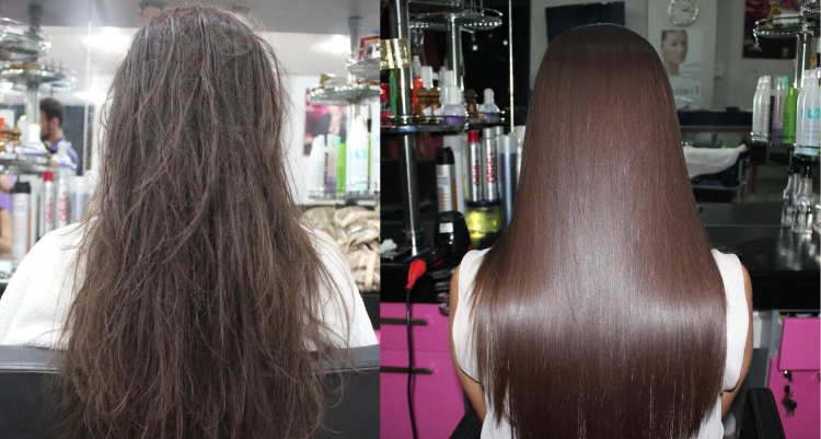 Keratin hair straightening