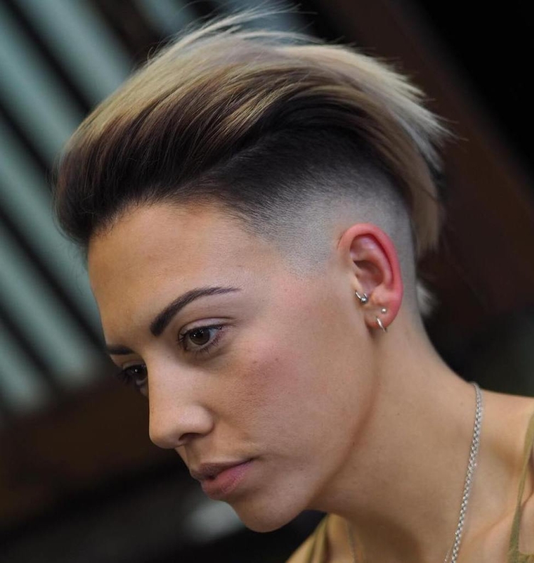 Women's haircuts with shaved temples