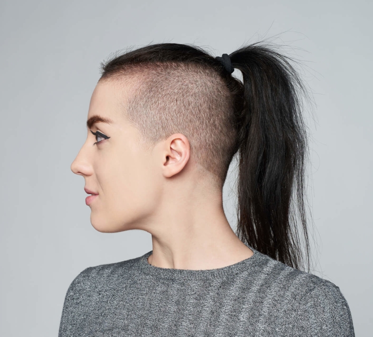 Women's haircuts with shaved temples