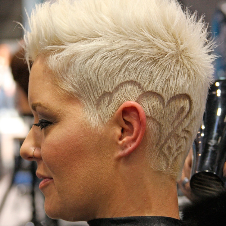 Women's haircuts with shaved temples