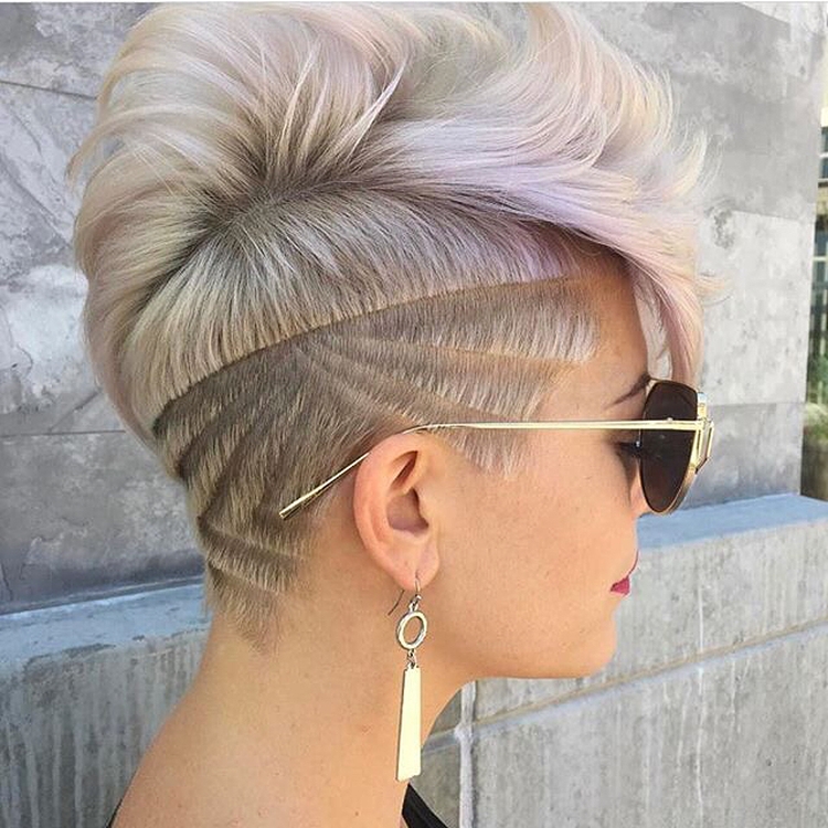 Women's haircuts with shaved temples