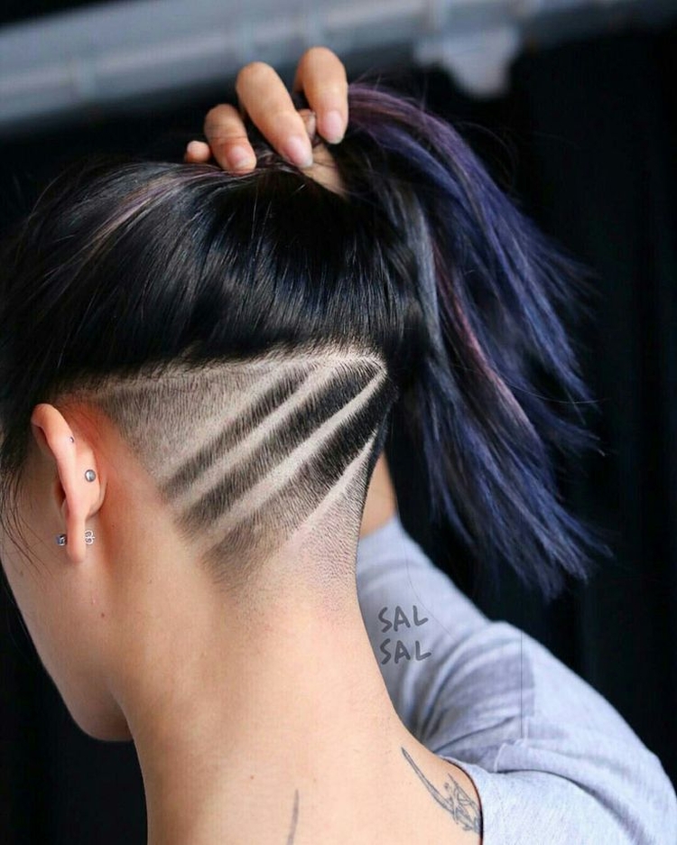 Women's haircuts with shaved temples