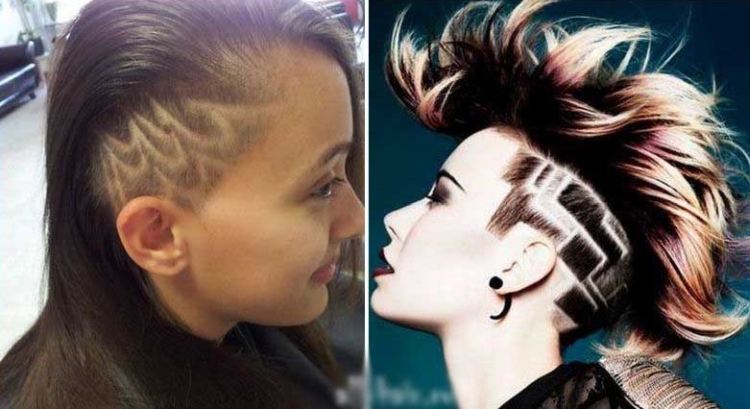 Women's haircuts with shaved temples