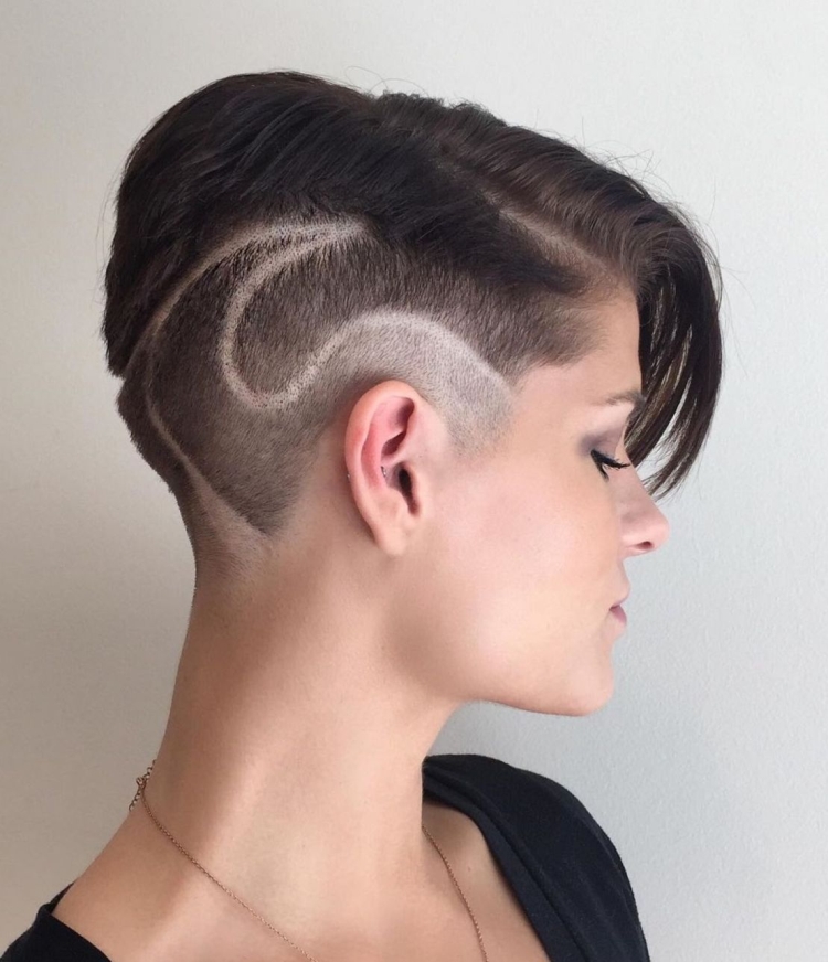 Women's haircuts with shaved temples