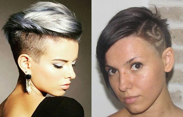 Women's haircuts with shaved temples