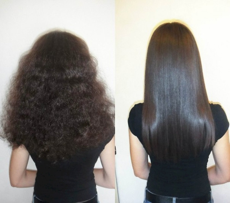 Keratin hair straightening