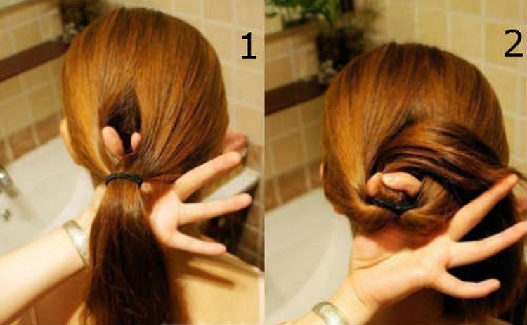 Do-it-yourself bun for long hair