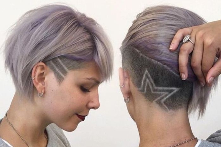 Women's haircuts with shaved temples