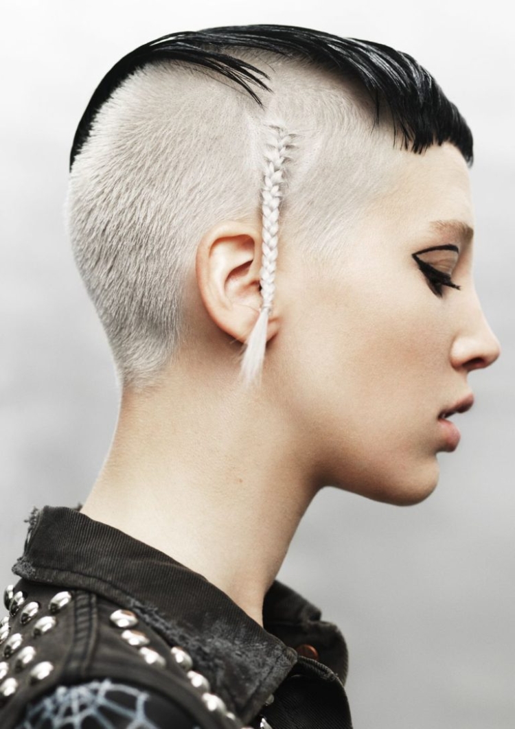 Women's haircuts with shaved temples