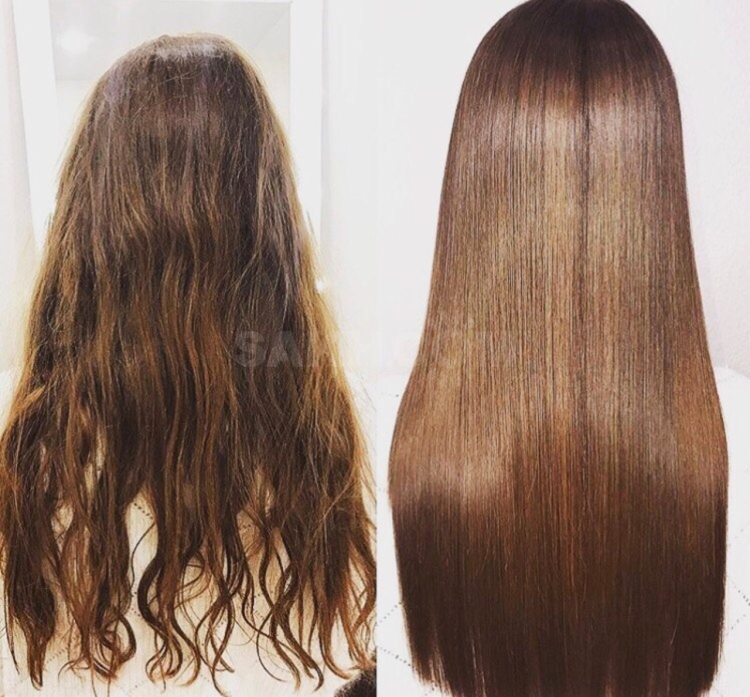 Keratin hair straightening