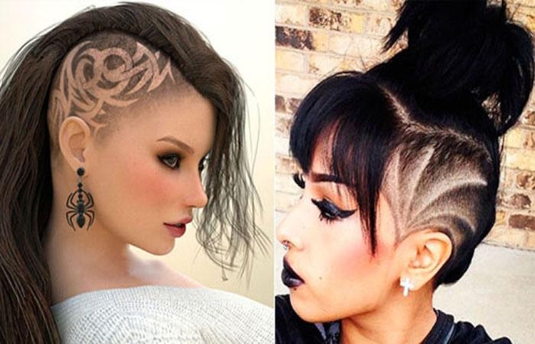 Women's haircuts with shaved temples