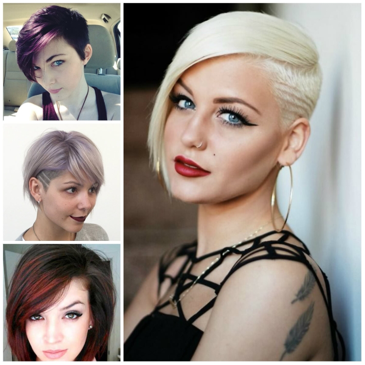 Women's haircuts with shaved temples