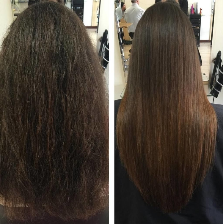 Keratin hair straightening