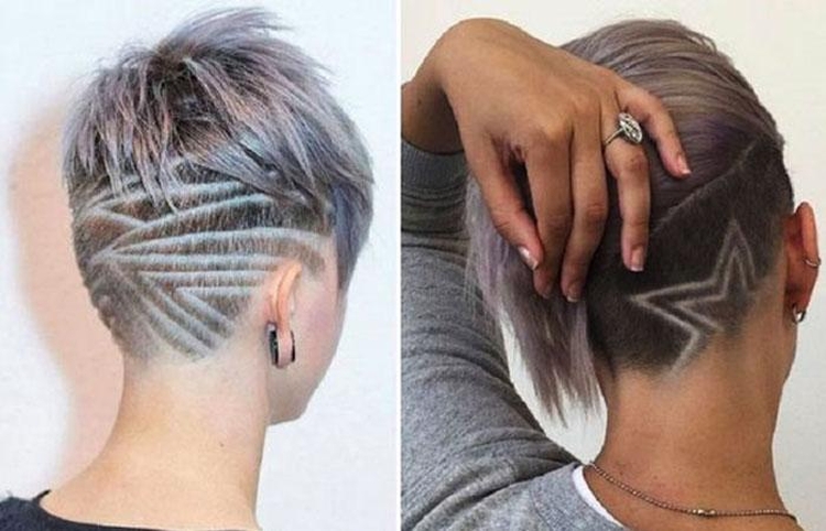 Women's haircuts with shaved temples