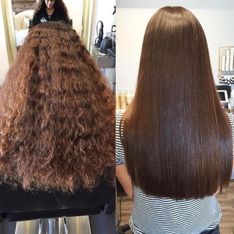 Keratin hair straightening