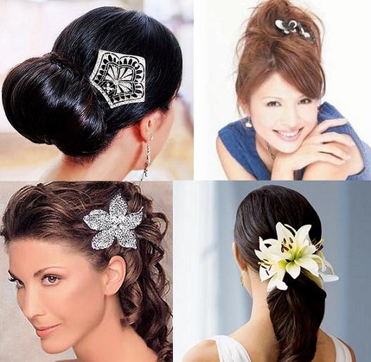 Hair clip hairstyle with barrettes