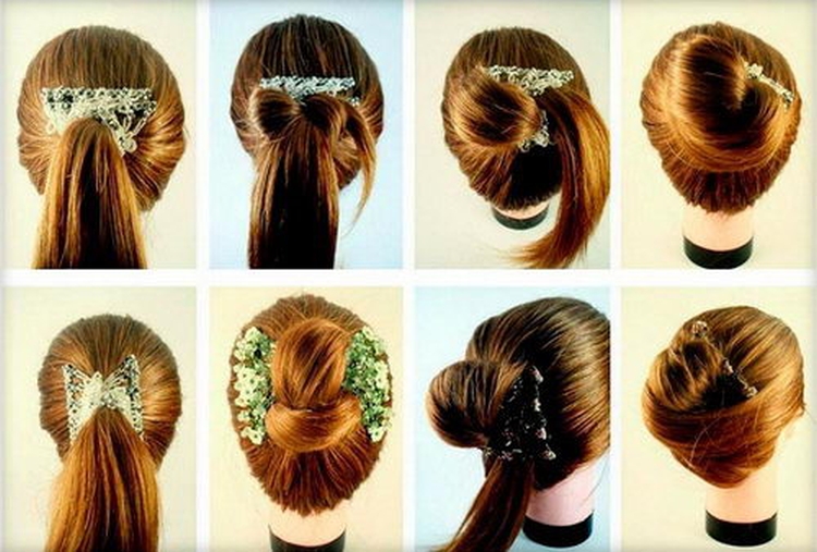 Hair clip hairstyle with barrettes