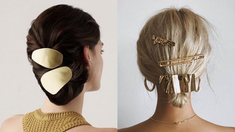 Hair clip hairstyle with barrettes