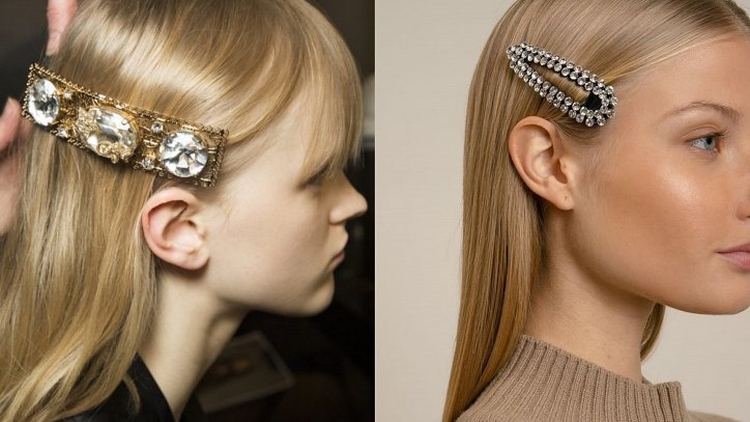 Hair clip hairstyle with barrettes